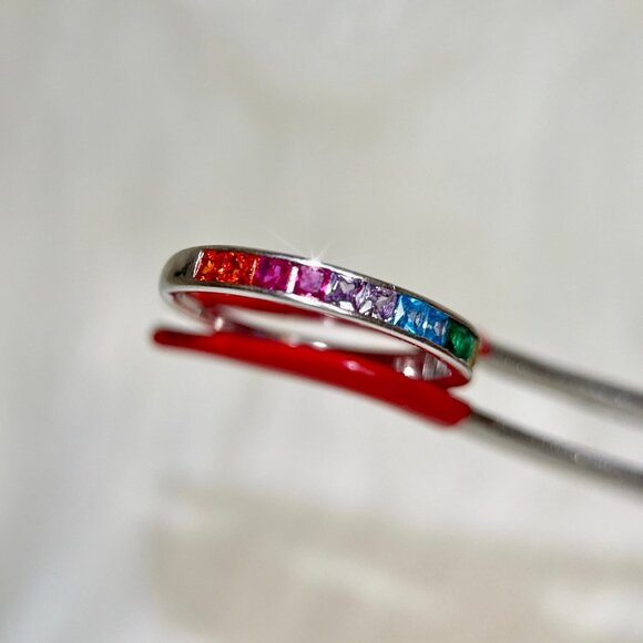 925 Silver Colored Stones Band - Picture 4 of 7